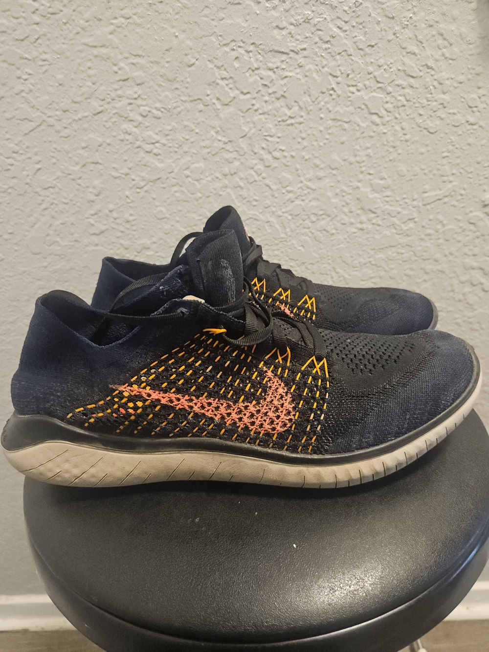 Nike Free RN Flyknit 2018 Black Flash Crimson Orange Peel Running Shoes